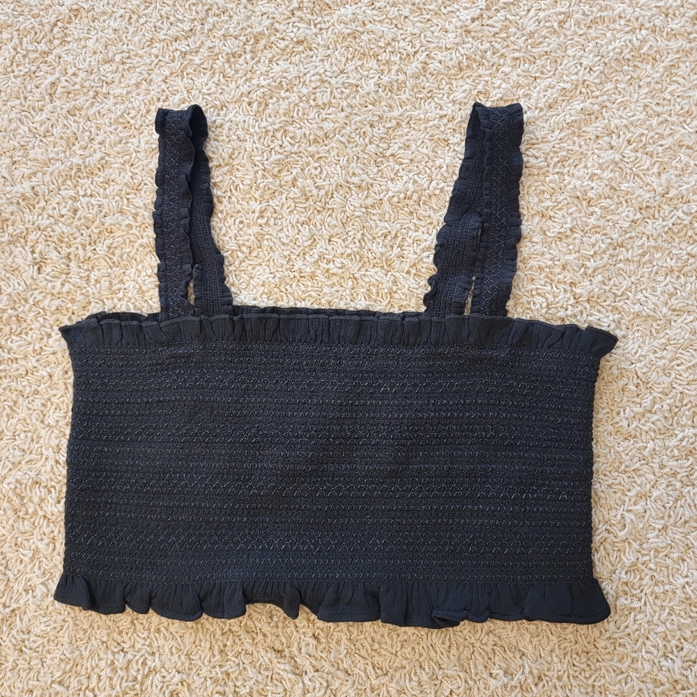 Free People Thalia Crop Top Black Size Large NWT